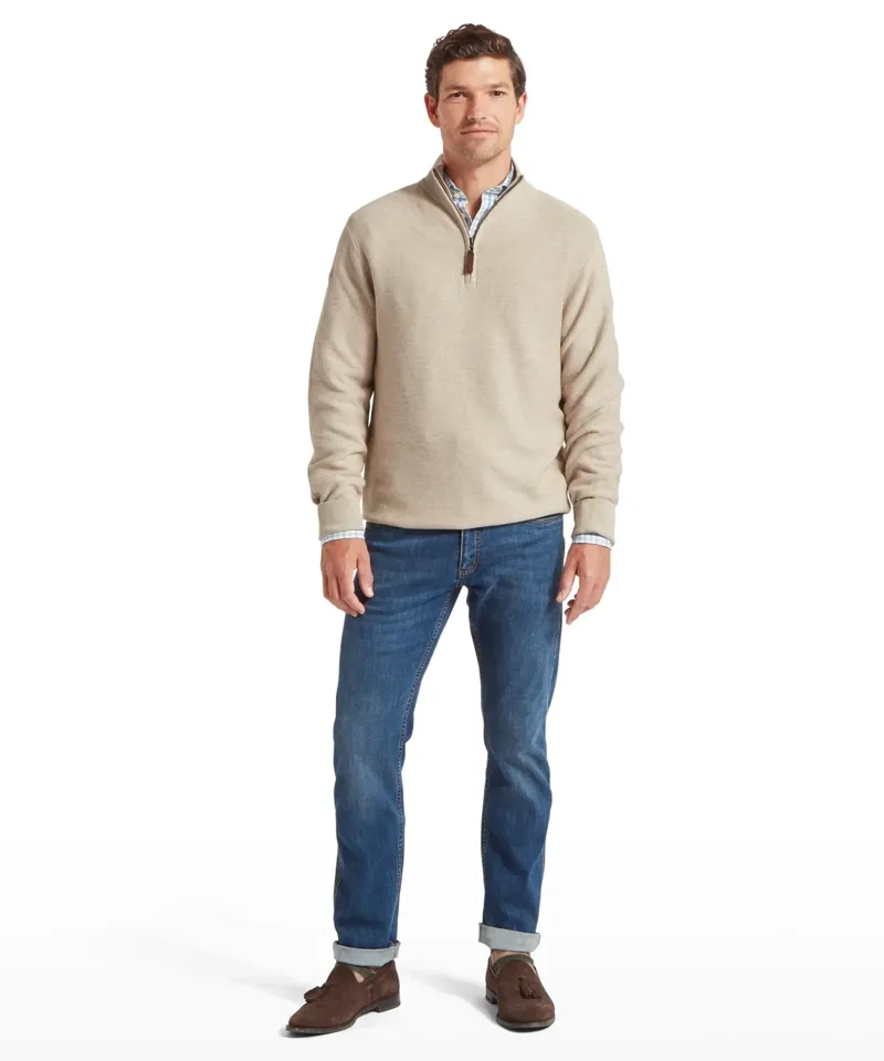 Schoffel Country Porthleven Quarter Zip Jumper in Oat-2
