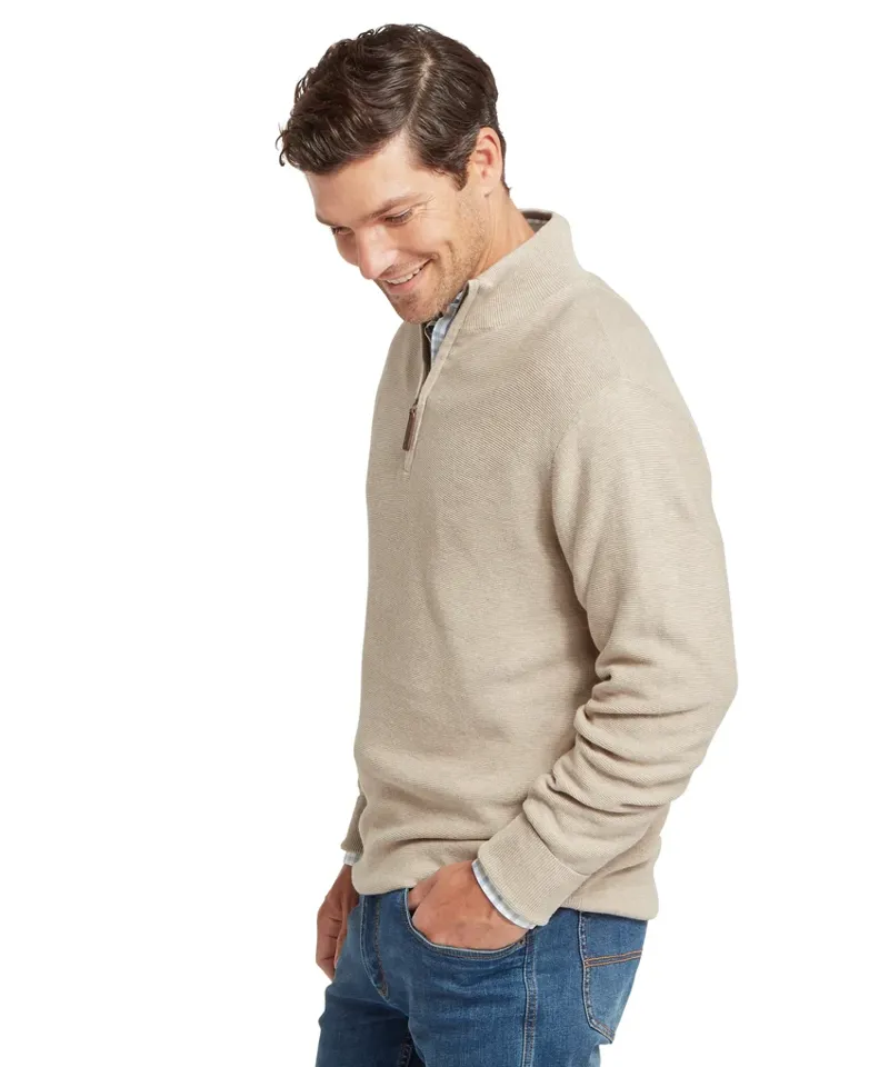 Schoffel Country Porthleven Quarter Zip Jumper in Oat-3