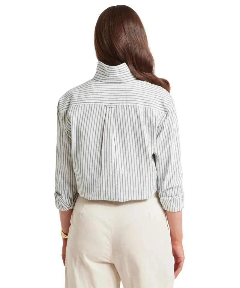 Schoffel Country Salthouse Linen Shirt in Blue Stripe-4