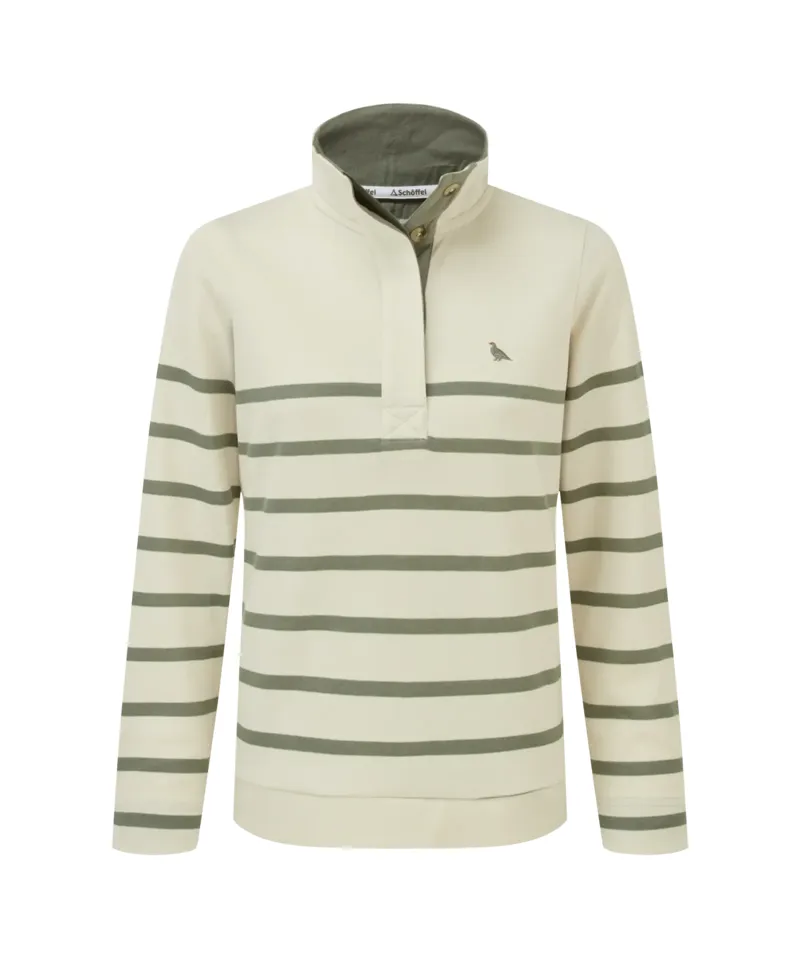Schoffel Country Sandown Sweatshirt in Pale Stone/Agave Green Stripe