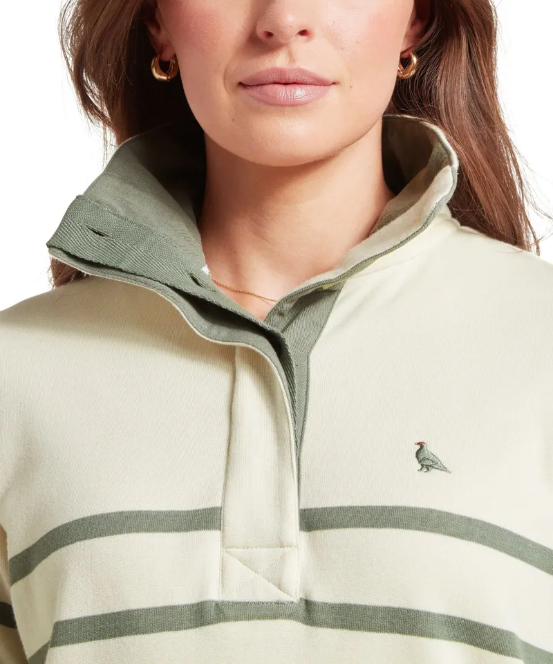 Schoffel Country Sandown Sweatshirt in Pale Stone/Agave Green Stripe-5