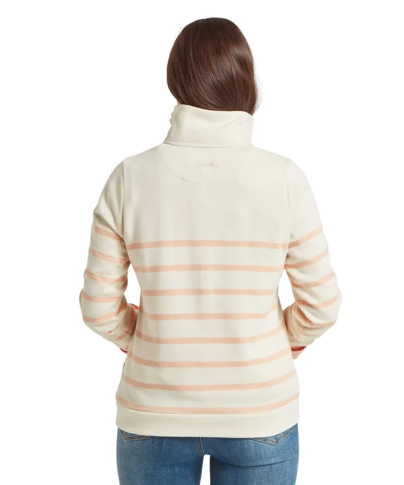 Schoffel Country Sandown Sweatshirt in Pale Stone/Coral Peach Stripe-4