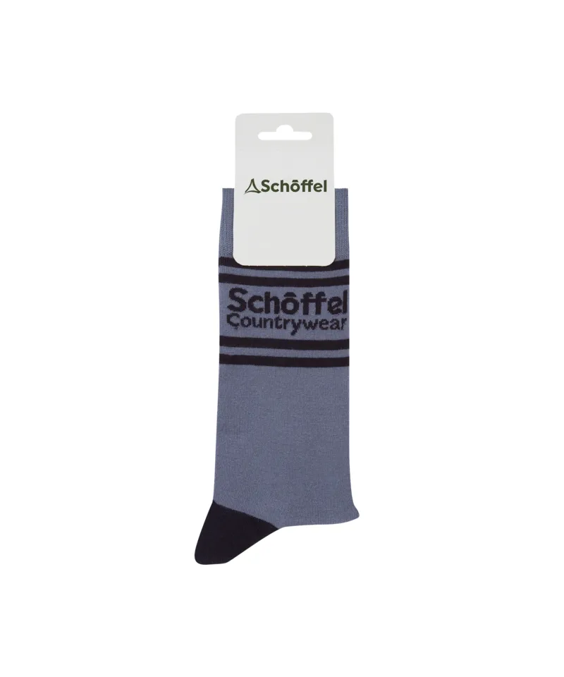 Schoffel Country Single Cotton Sock Men's 7-11 in Pigeon Blue Retro