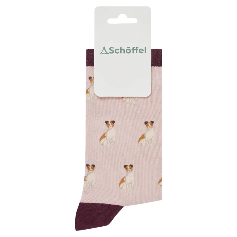 Schoffel Country Single Sock Jack Russell Print in Beige