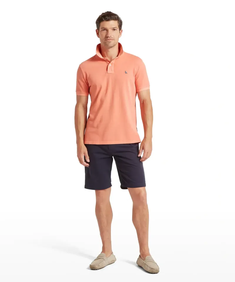 Schoffel Country St Ives Garment Dyed Polo Shirt in Coral Peach-2