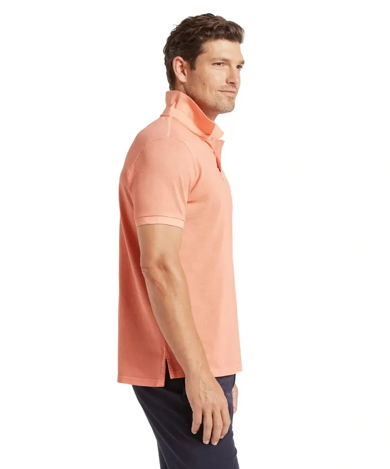 Schoffel Country St Ives Garment Dyed Polo Shirt in Coral Peach-3