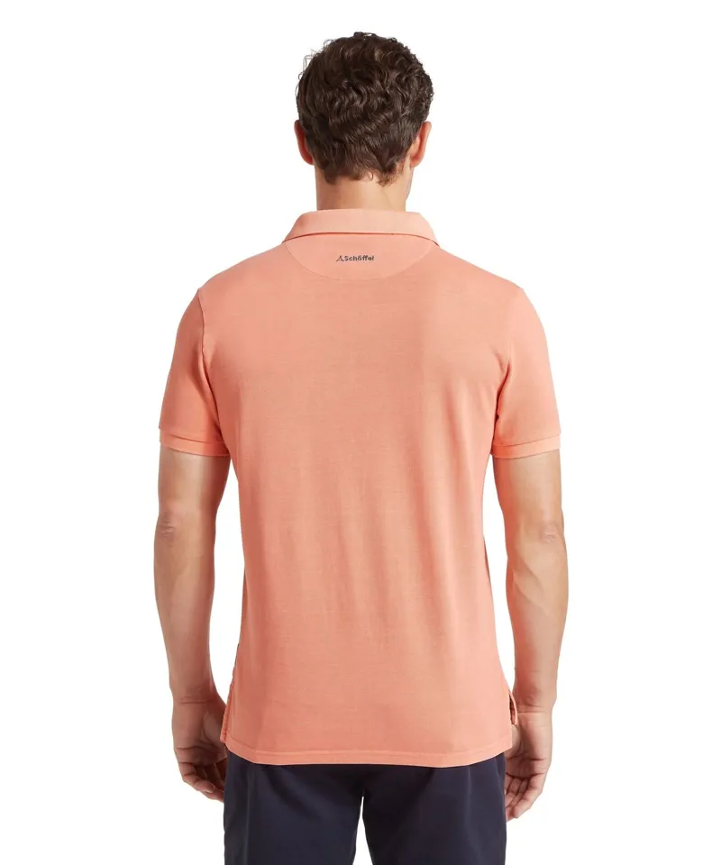 Schoffel Country St Ives Garment Dyed Polo Shirt in Coral Peach-4