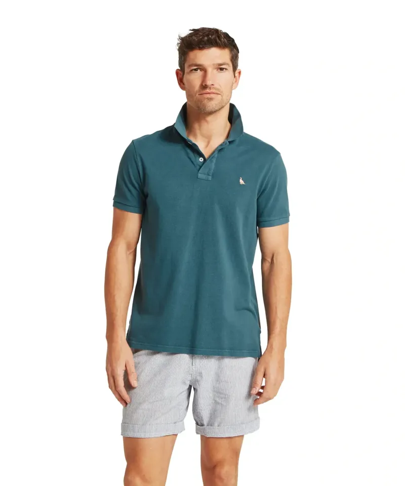 Schoffel Country St Ives Garment Dyed Polo Shirt in Deep Ocean Blue-1