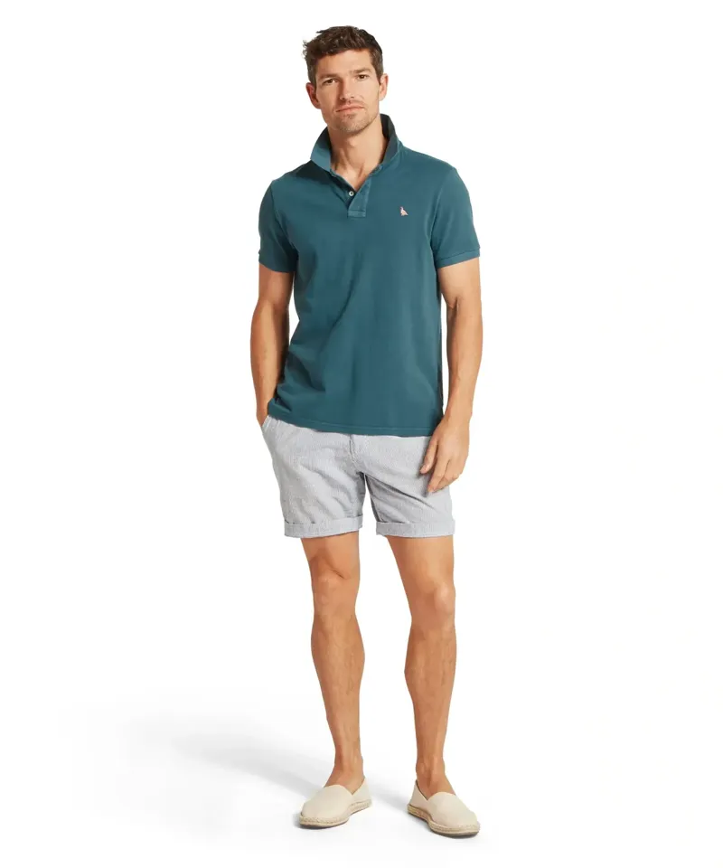 Schoffel Country St Ives Garment Dyed Polo Shirt in Deep Ocean Blue-2