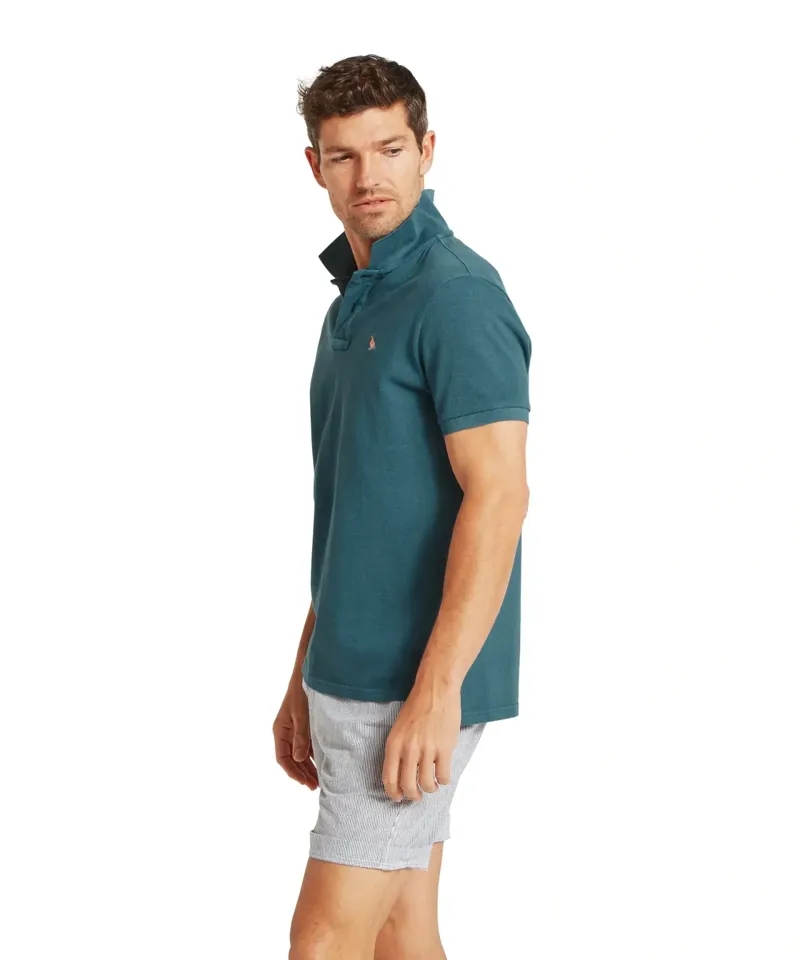 Schoffel Country St Ives Garment Dyed Polo Shirt in Deep Ocean Blue-3