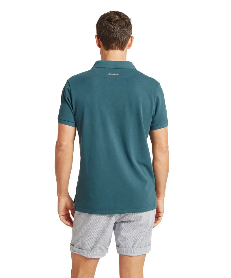 Schoffel Country St Ives Garment Dyed Polo Shirt in Deep Ocean Blue-4