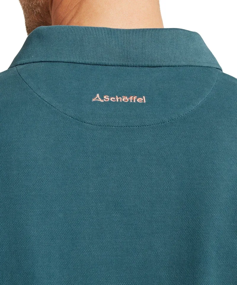 Schoffel Country St Ives Garment Dyed Polo Shirt in Deep Ocean Blue-5
