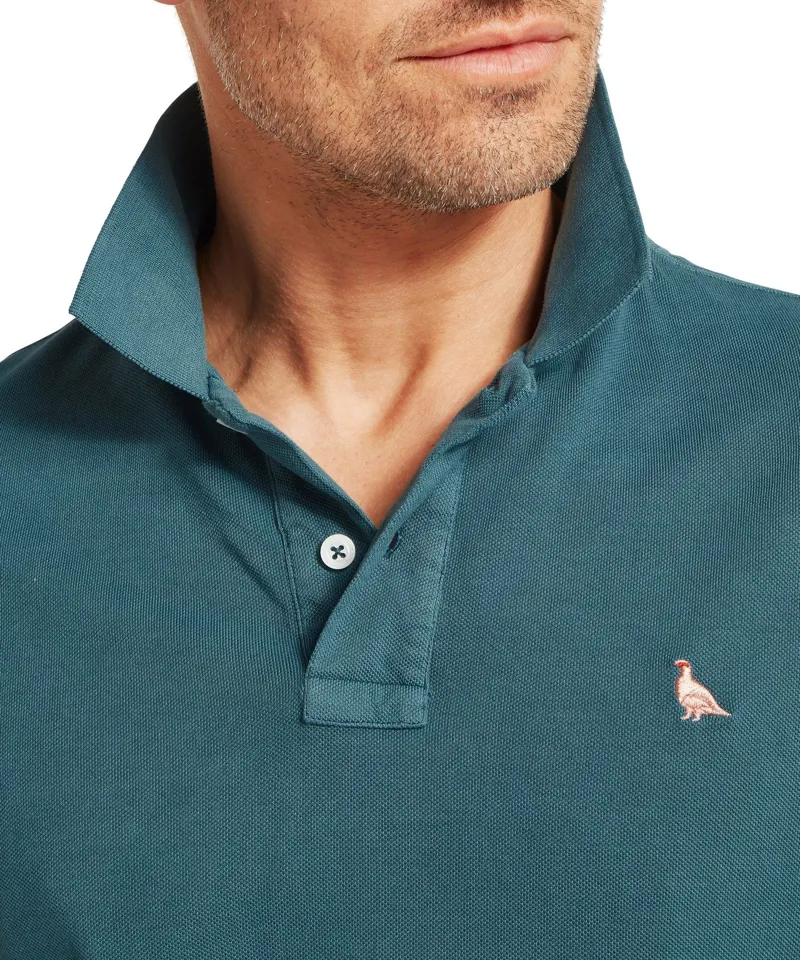Schoffel Country St Ives Garment Dyed Polo Shirt in Deep Ocean Blue-6