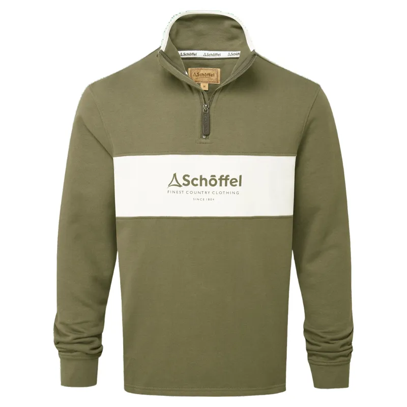 Schoffel Country Trencrom 1/4 Zip in Dark Khaki Green