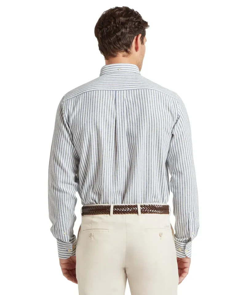 Schoffel Country Walsingham Linen Shirt in Blue Stripe-4