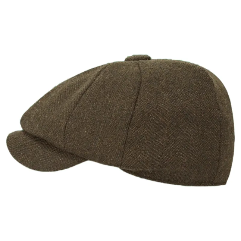 Schoffel Country Women's Newsboy Tweed Cap in Dark Loden Herringbone