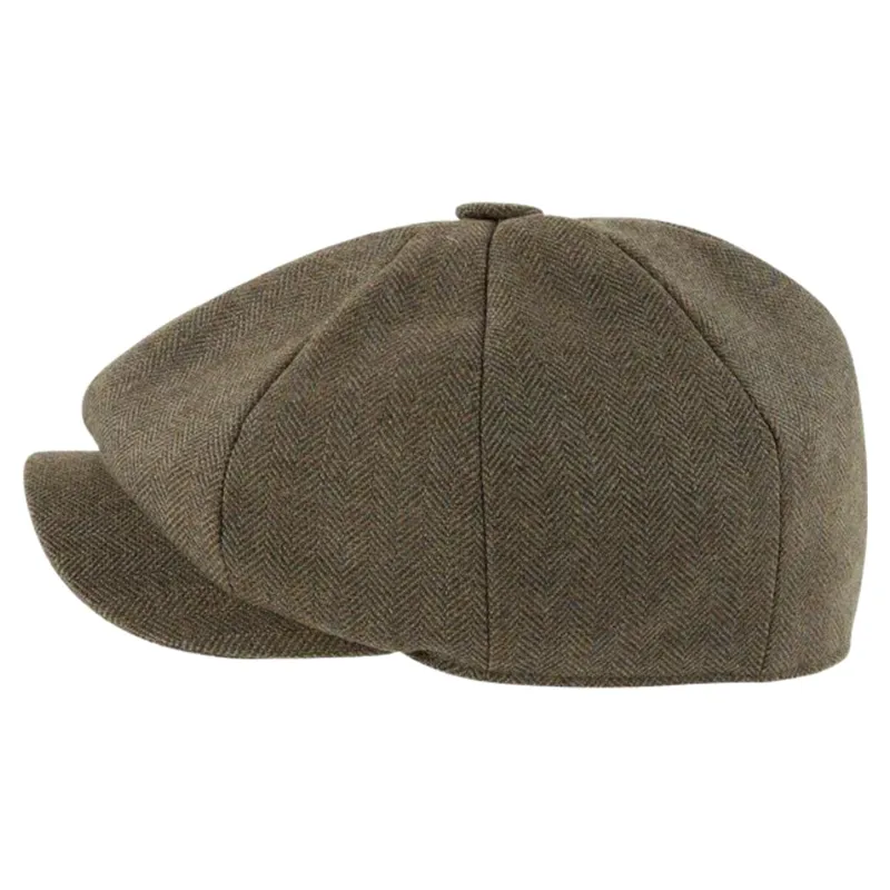 Schoffel Country Women's Newsboy Tweed Cap in Loden Green Herringbone