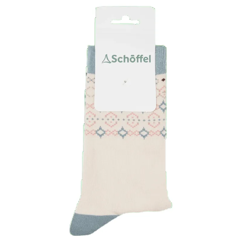 Schoffel Country Women's Single Cotton Sock Fairisle 4-7 in Pale Stone