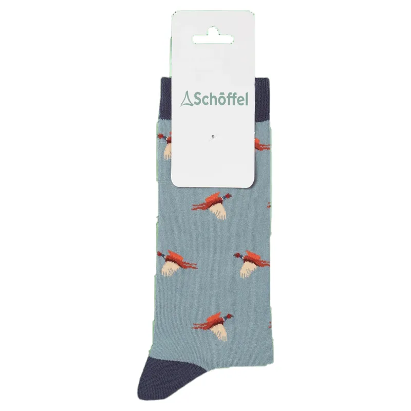 Schoffel Country Women's Single Cotton Sock Pheasant 4-7 in Sterling Blue