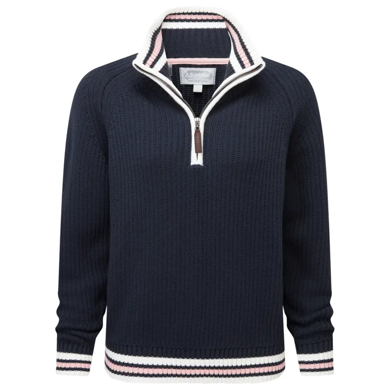 Schoffel Havelet Bay Quarter Zip Jumper Soft Navy/Blush