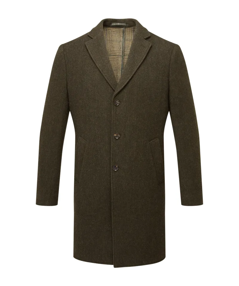 Schoffel Banchory Tweed Coat Dark Olive Herringbone