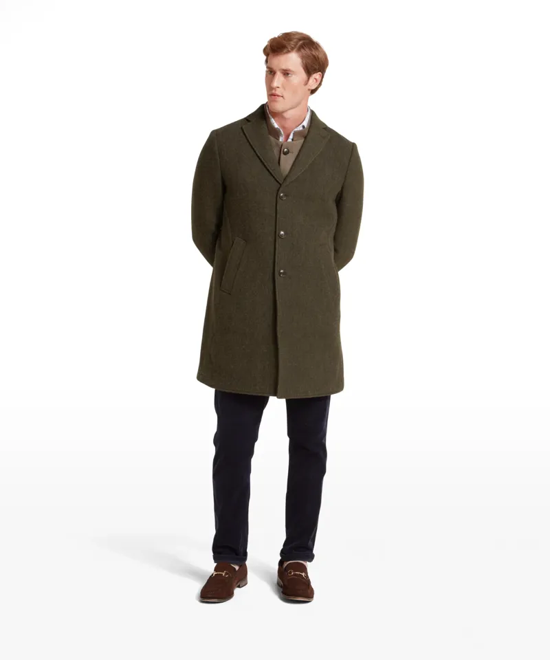 Schoffel Banchory Tweed Coat Dark Olive Herringbone-3