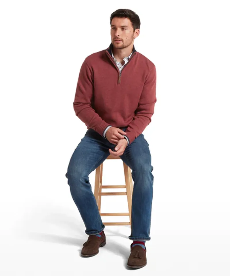 Schoffel Blair Quarter Zip Jumper Redwood-5
