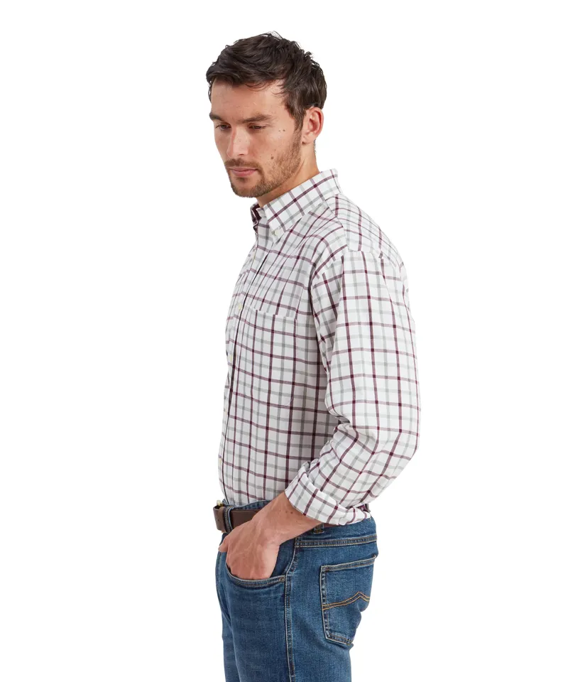 Schoffel Brancaster Classic Shirt Wine Check-3