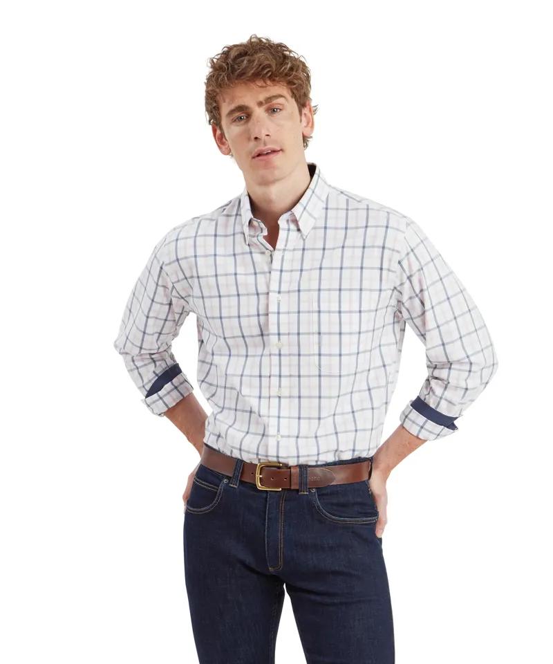Schoffel Brancaster Classic Shirt Stone Blue Check-1