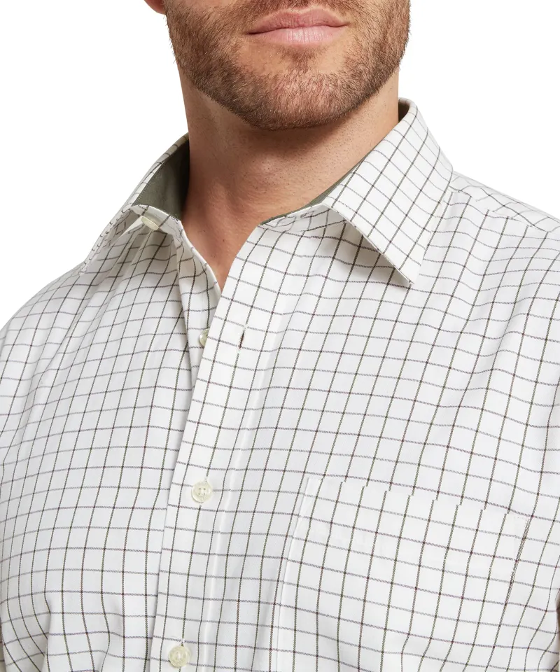 Schoffel Burnham Tattersall Classic Shirt Dark Olive Tattersall-1