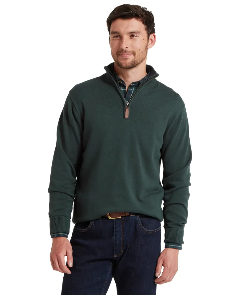 Schoffel Calton Cotton Cashmere Quarter Zip Jumper Botanical Green-5