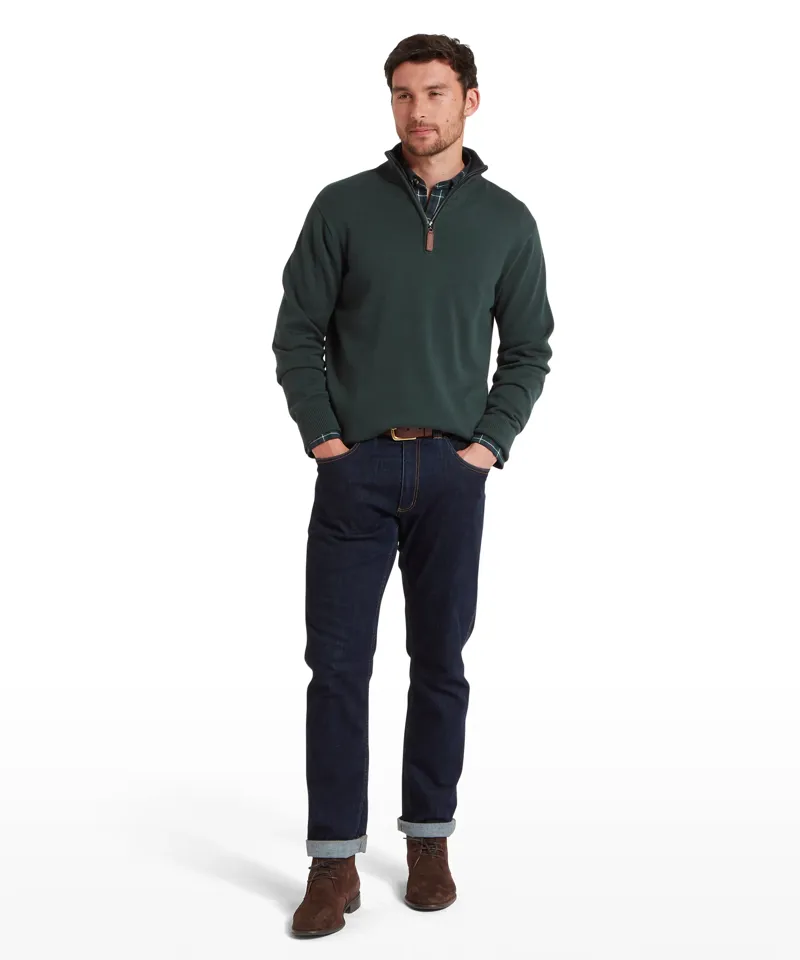 Schoffel Calton Cotton Cashmere Quarter Zip Jumper Botanical Green-4