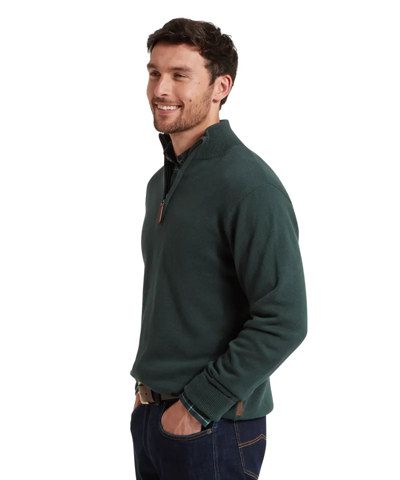 Schoffel Calton Cotton Cashmere Quarter Zip Jumper Botanical Green-3