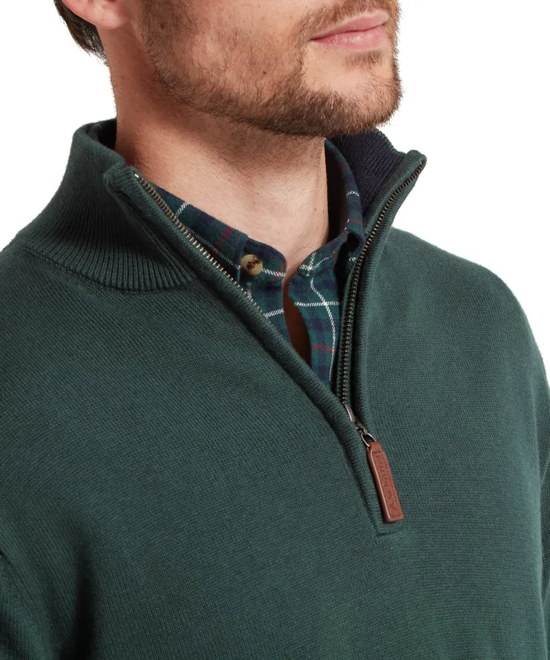 Schoffel Calton Cotton Cashmere Quarter Zip Jumper Botanical Green-1