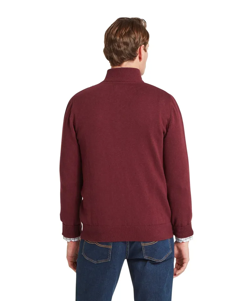 Schoffel Country Calton Cotton Cashmere 1/4 Zip Jumper in Burgundy-4