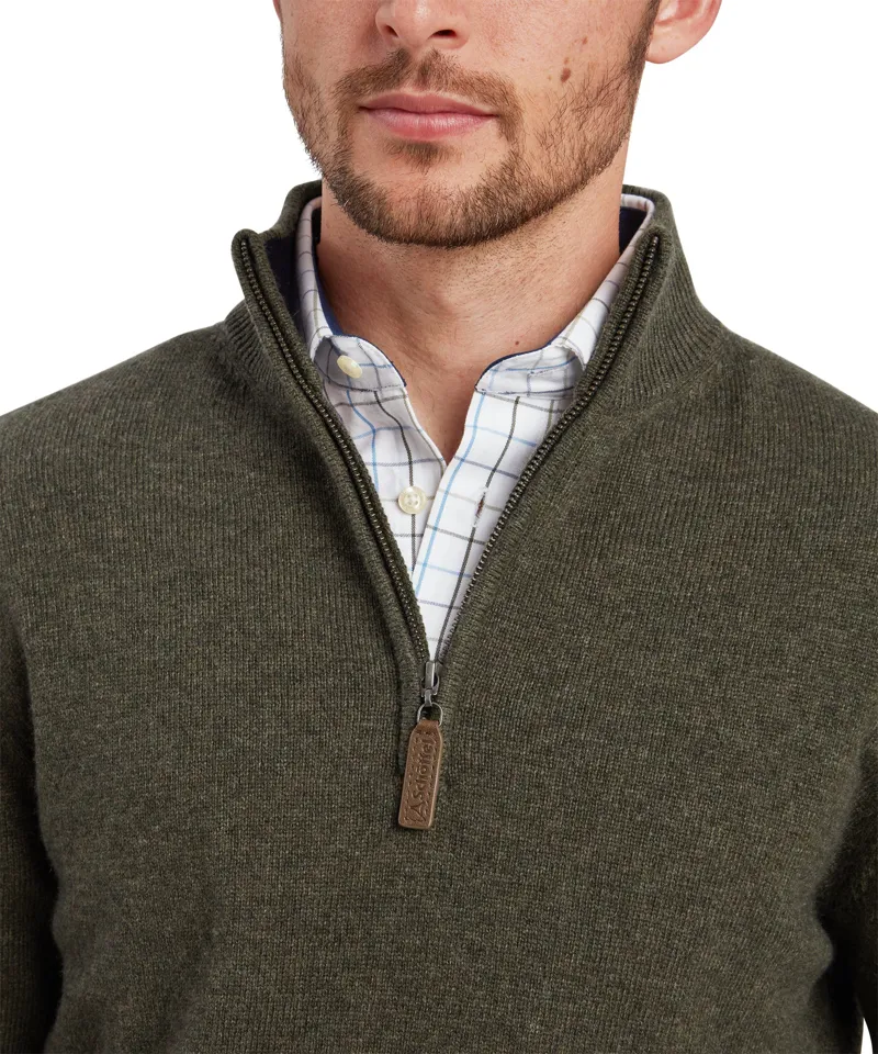 Schoffel Country Calton Cotton Cashmere 1/4 Zip Jumper in Loden Green-5