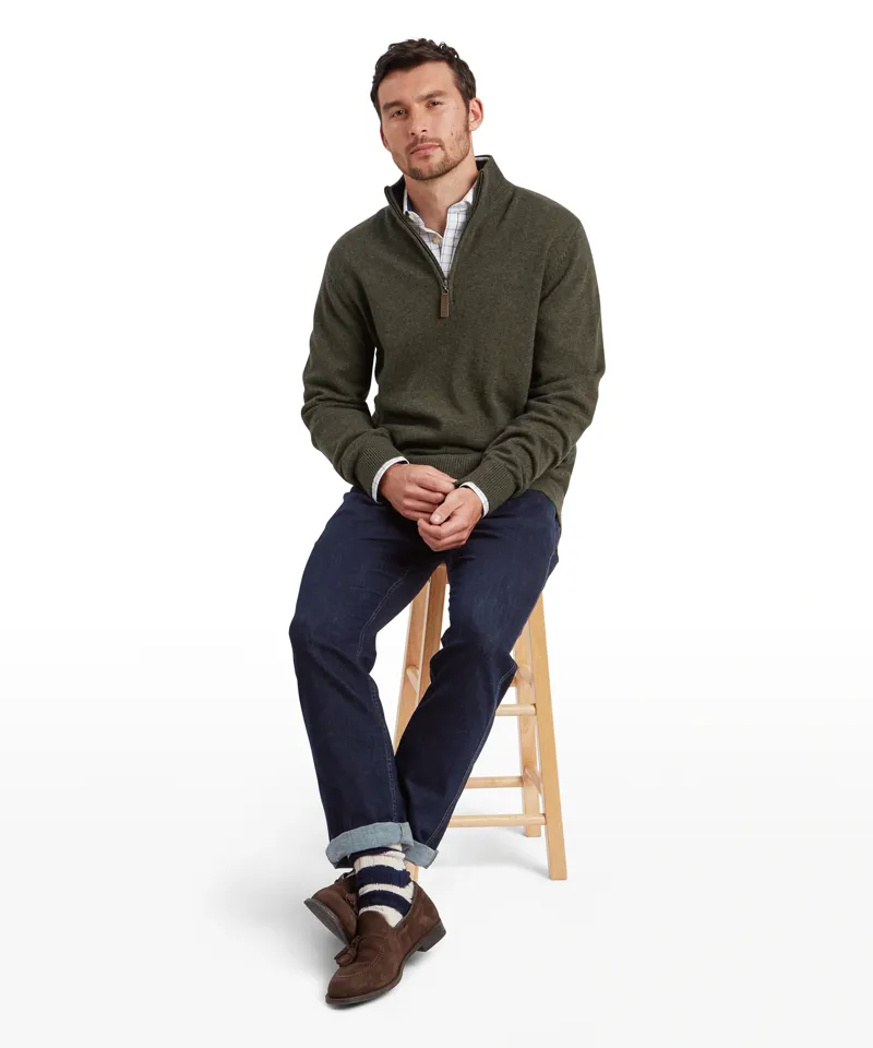 Schoffel Country Calton Cotton Cashmere 1/4 Zip Jumper in Loden Green-7