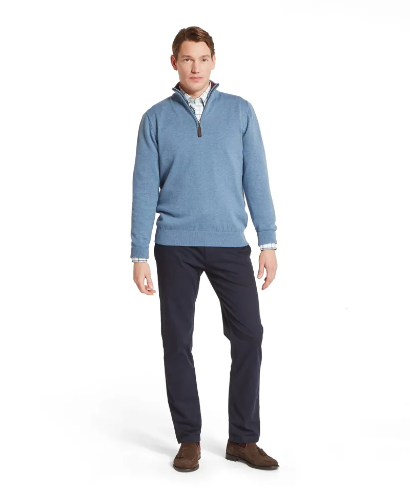 Schoffel Country Calton Cotton Cashmere 1/4 Zip Jumper in Lake Blue-2