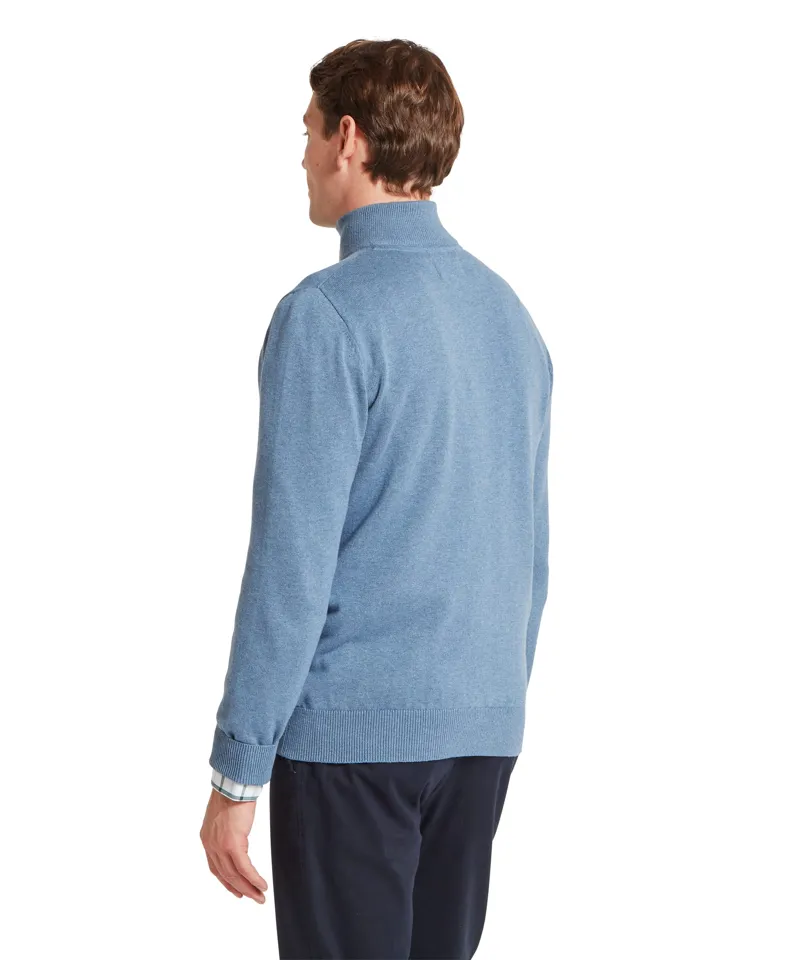 Schoffel Country Calton Cotton Cashmere 1/4 Zip Jumper in Lake Blue-4
