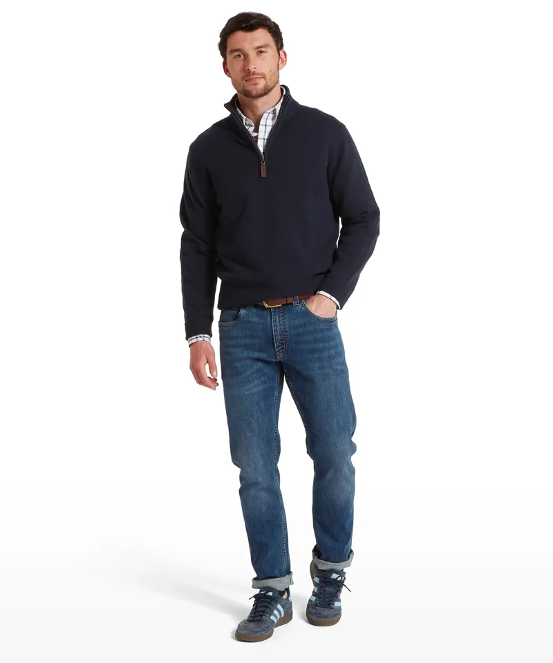 Schoffel Country Calton Cotton Cashmere 1/4 Zip Jumper in Navy-1