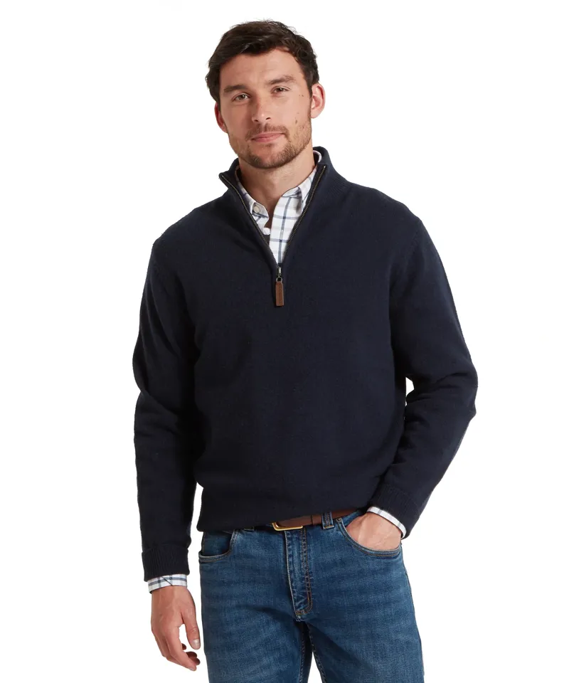 Schoffel Country Calton Cotton Cashmere 1/4 Zip Jumper in Navy-2