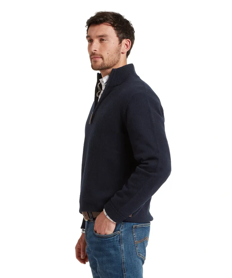Schoffel Country Calton Cotton Cashmere 1/4 Zip Jumper in Navy-3