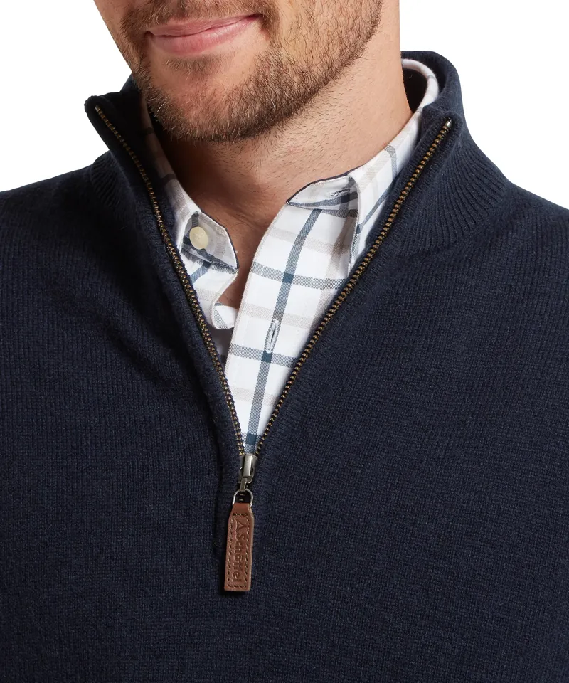 Schoffel Country Calton Cotton Cashmere 1/4 Zip Jumper in Navy-5