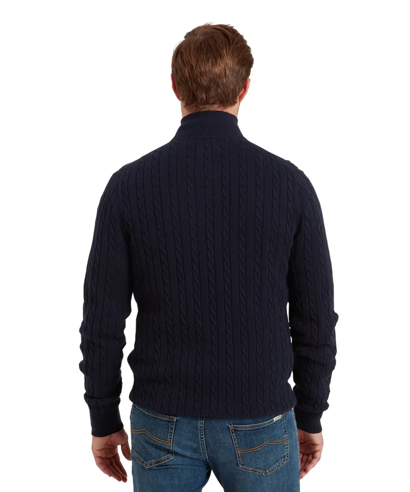 Schoffel Country Calton Cotton Cashmere Cable 1/4 Zip Jumper in Navy-4