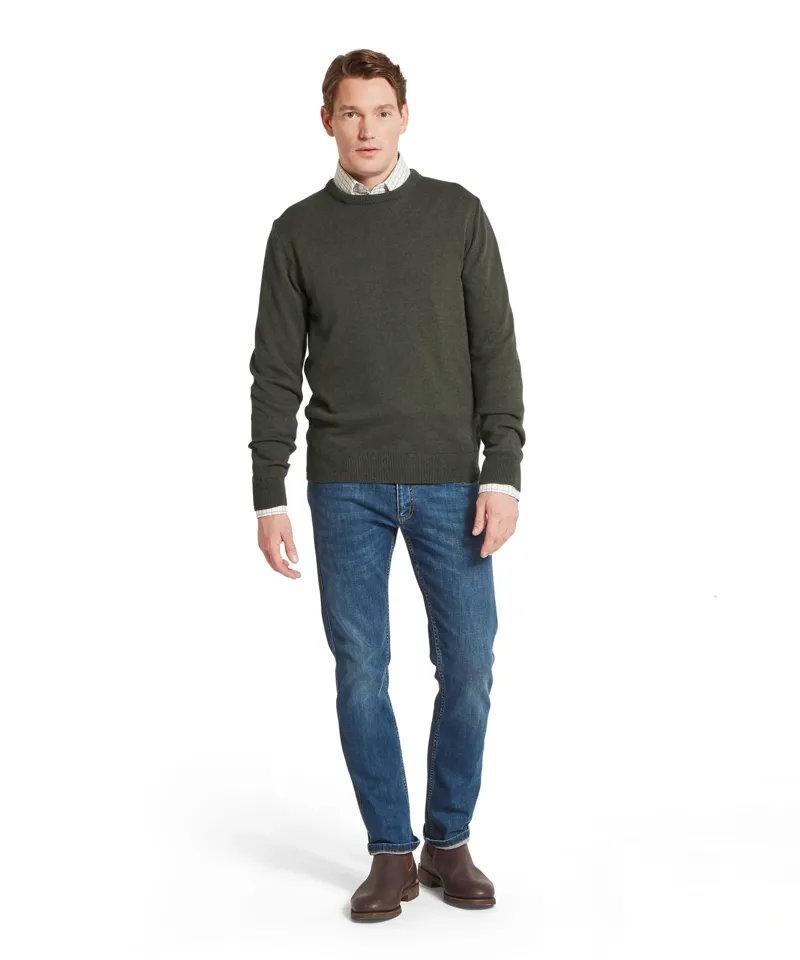 Schoffel Country Calton Cotton Cashmere Crew Jumper in Loden Green-2