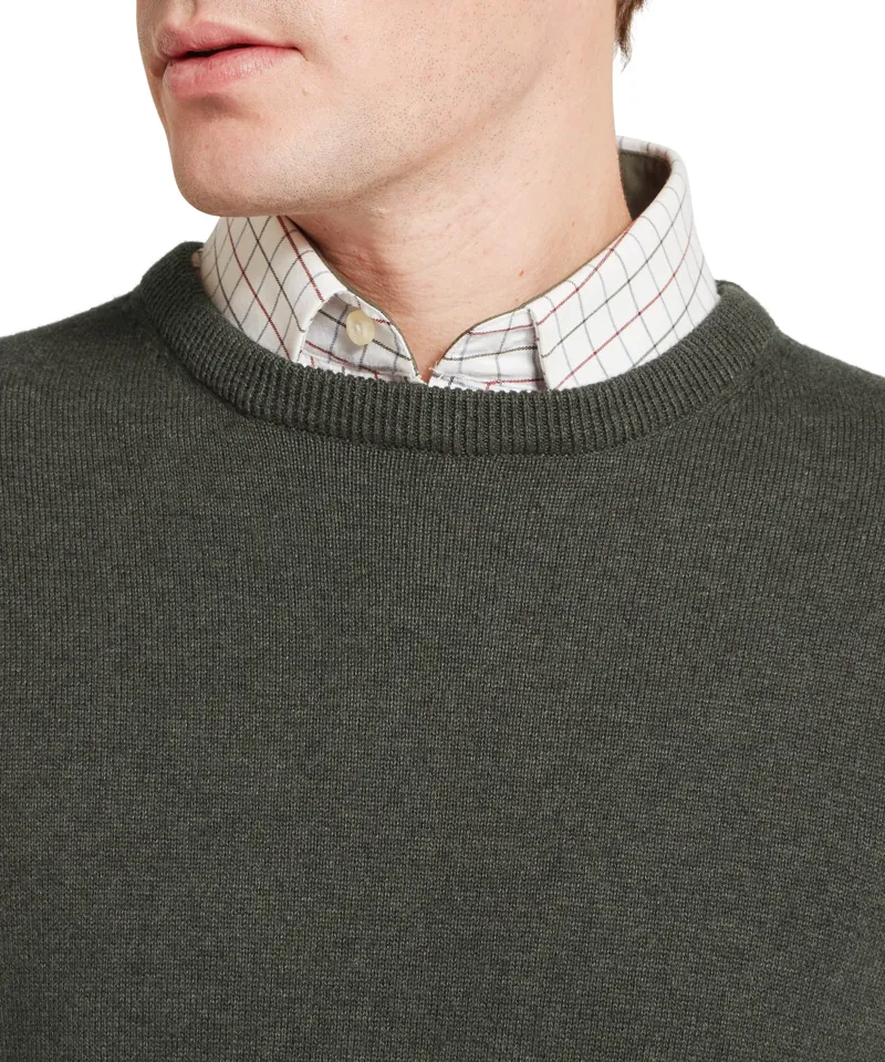 Schoffel Country Calton Cotton Cashmere Crew Jumper in Loden Green-5