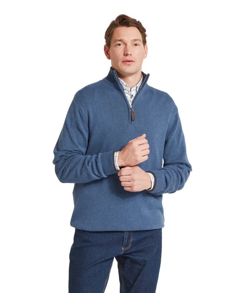 Schoffel Country Castlebay Quarter Zip Jumper in Force Blue-1
