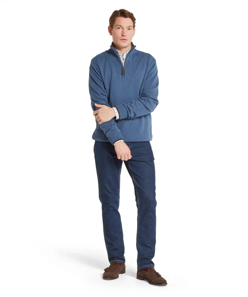 Schoffel Country Castlebay Quarter Zip Jumper in Force Blue-2
