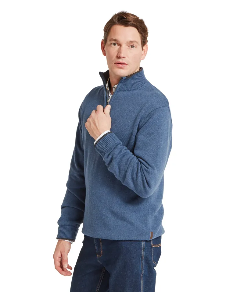 Schoffel Country Castlebay Quarter Zip Jumper in Force Blue-3