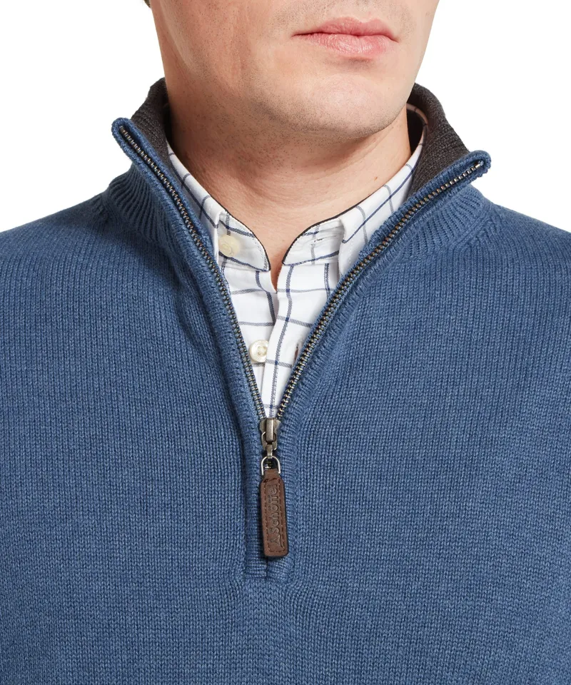 Schoffel Country Castlebay Quarter Zip Jumper in Force Blue-7